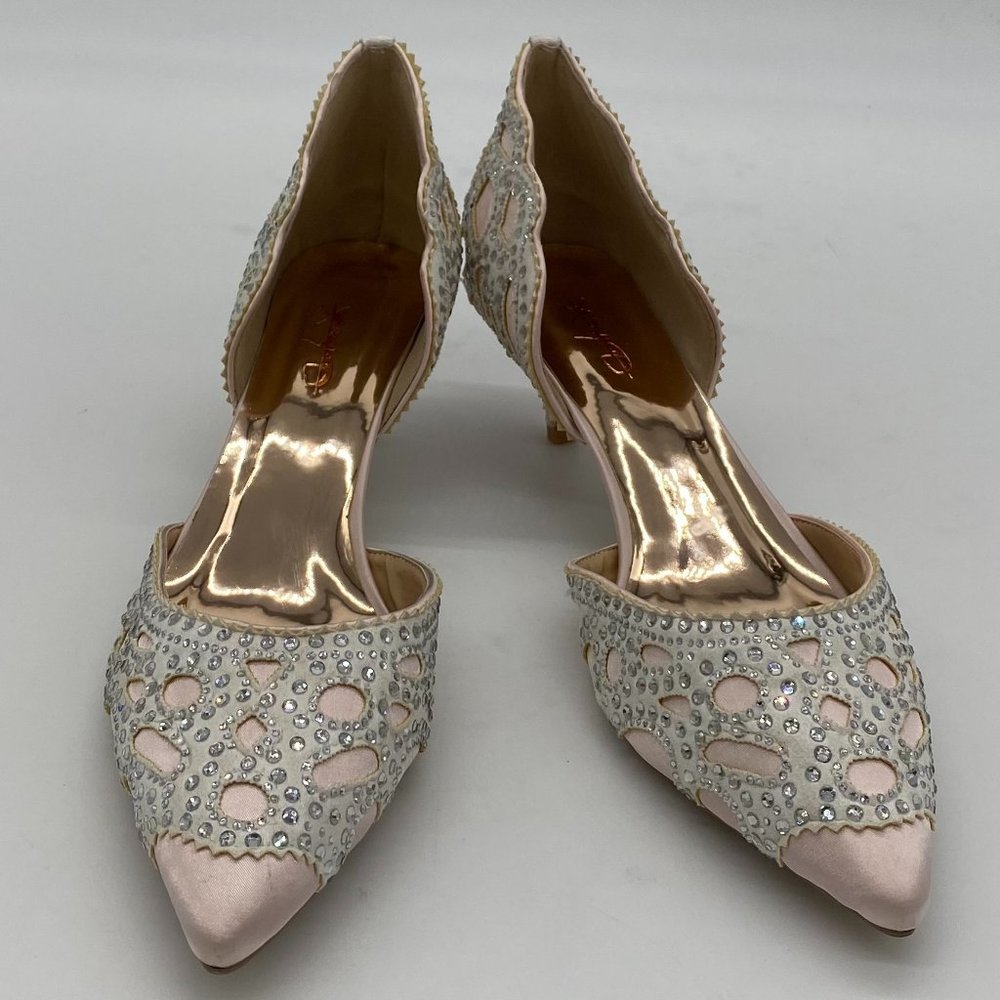 XYD Pink D'Orsay Wedding Kitten Pumps Pointed Toe